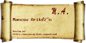 Mancsu Arikán névjegykártya